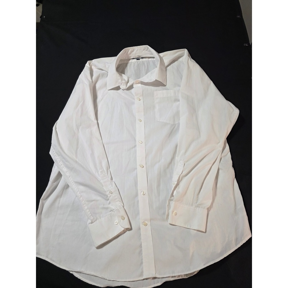 George Mens Classic Fit Long Sleeve Button Down Shirt White 2XL 50-52